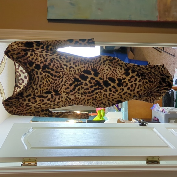 J. Lo Animal Print Ruched Sides 3/4 Sleeve Dress - Picture 14 of 17